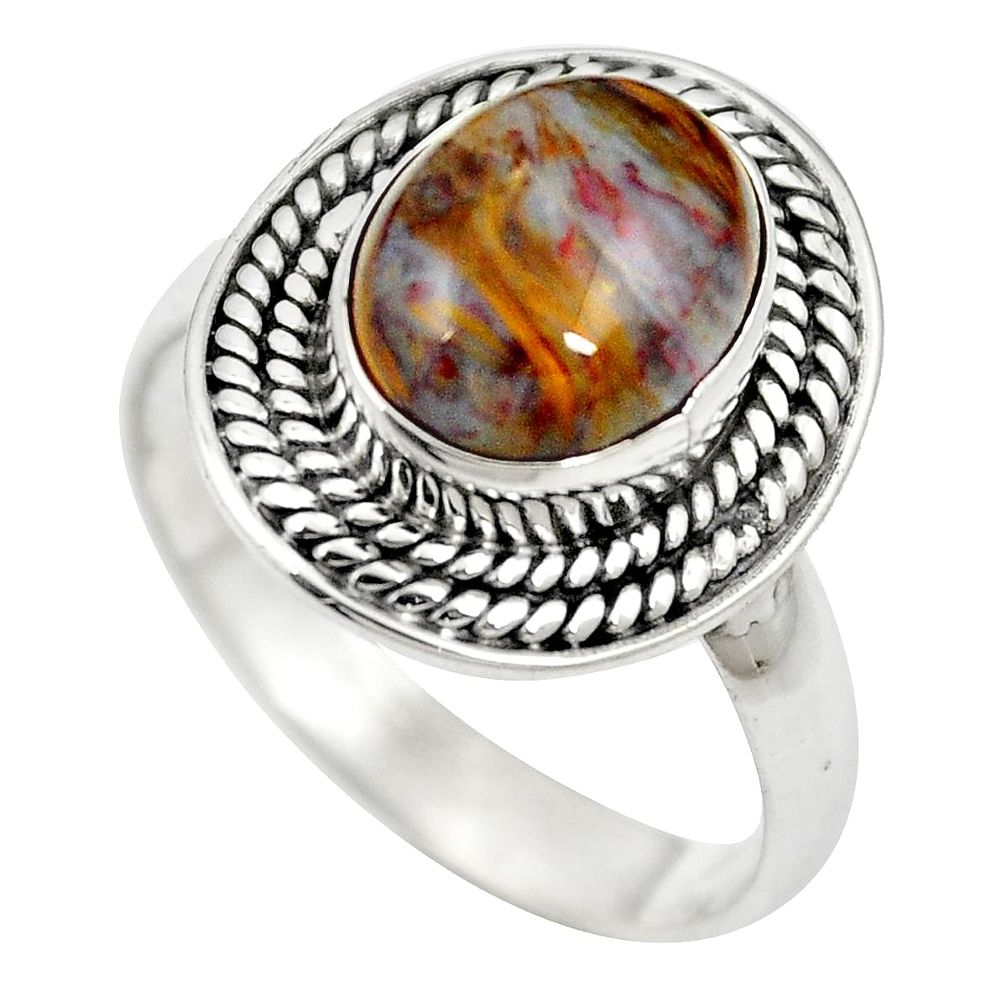 Natural brown pietersite (african) 925 silver ring jewelry size 7 m60875