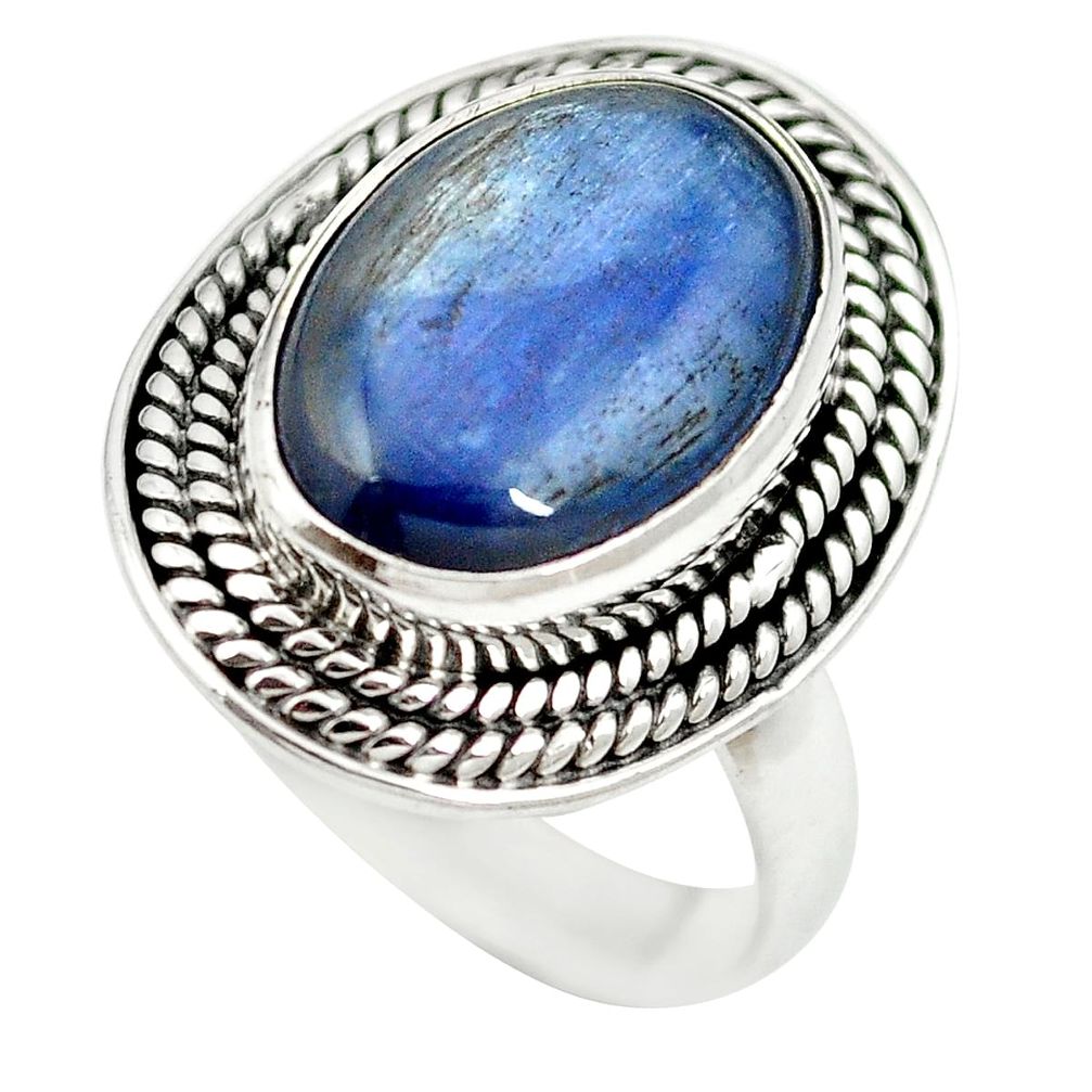 925 sterling silver natural blue kyanite oval ring jewelry size 6.5 m60900