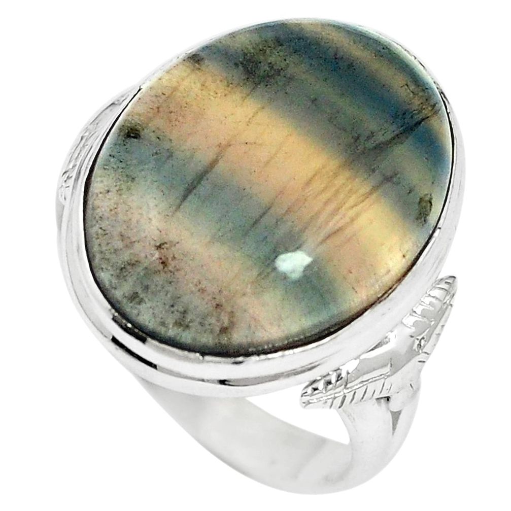 Natural multi color fluorite 925 sterling silver ring size 8.5 m60985