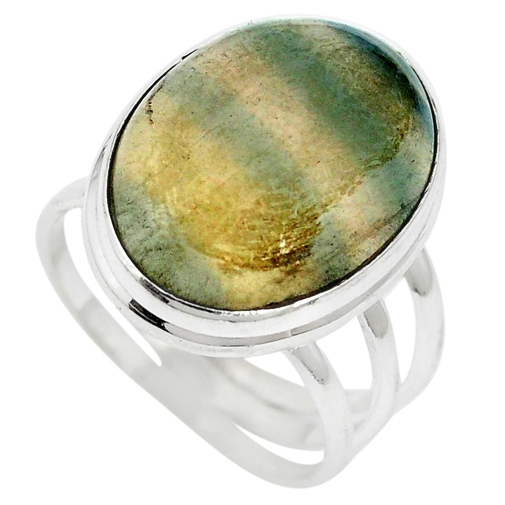 Natural multi color fluorite 925 sterling silver ring size 8.5 m60987