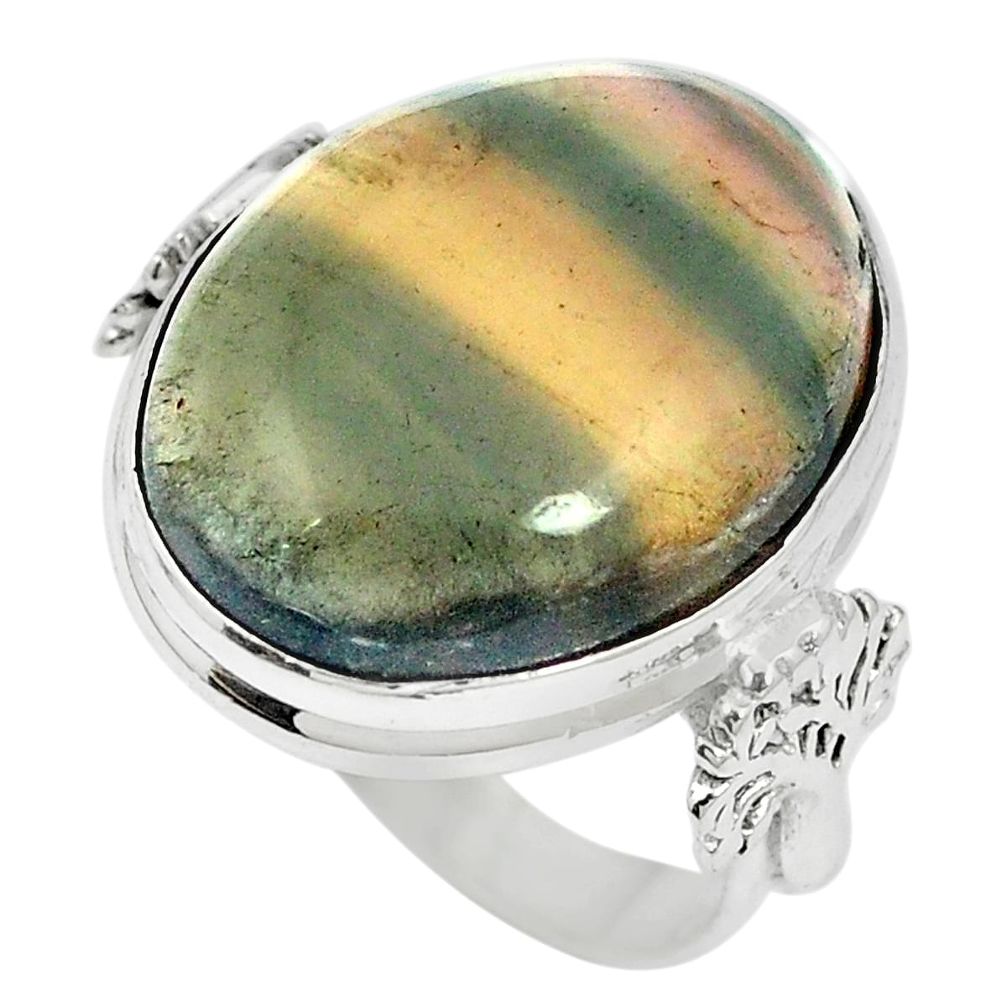 925 sterling silver natural multi color fluorite ring size 7 m60989