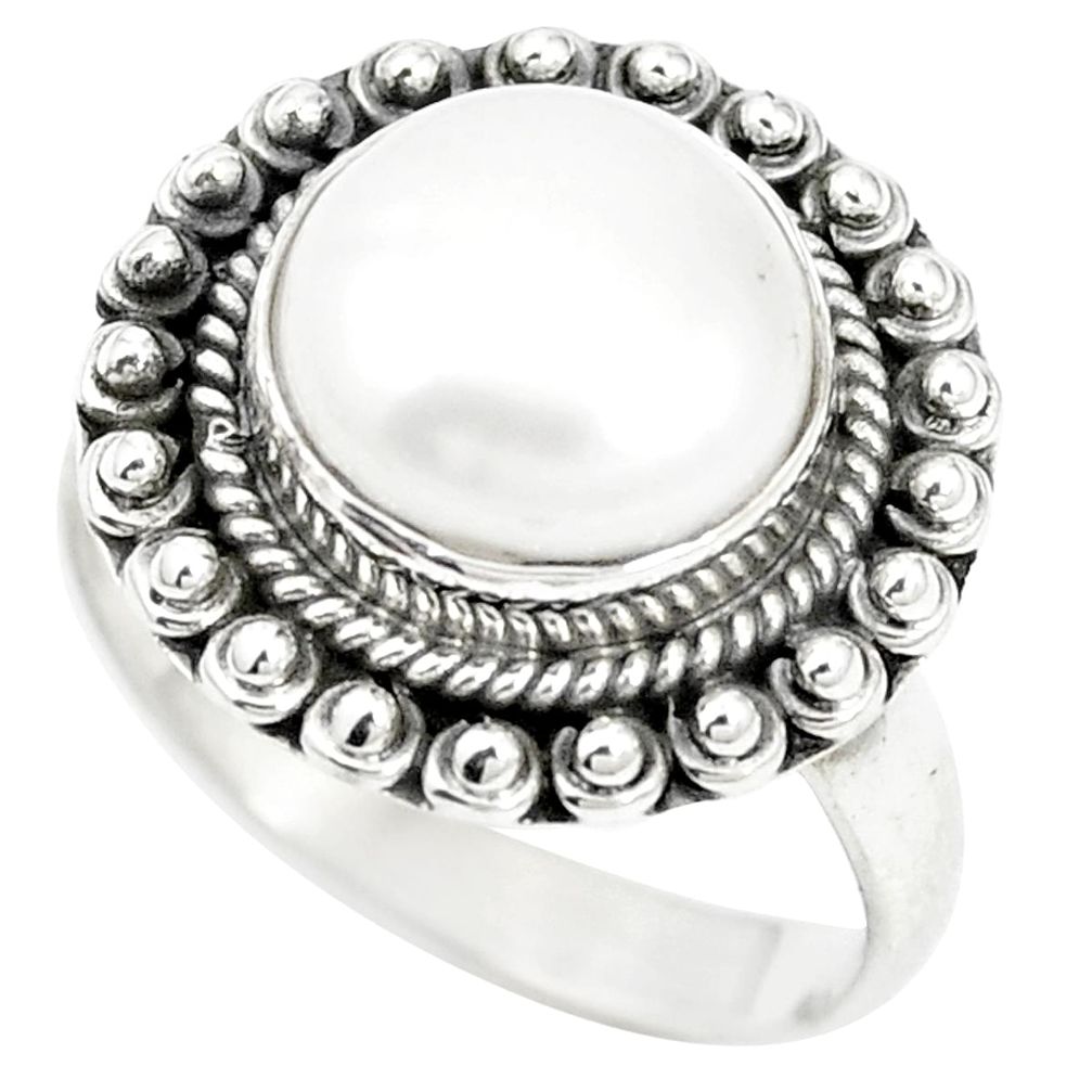 Natural white pearl 925 sterling silver ring jewelry size 6.5 m61013