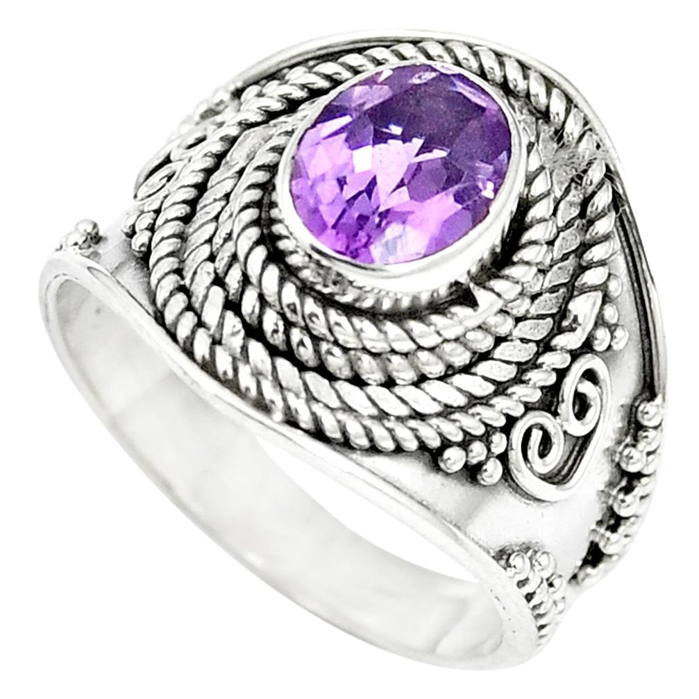 Natural purple amethyst 925 sterling silver ring jewelry size 7 m61227