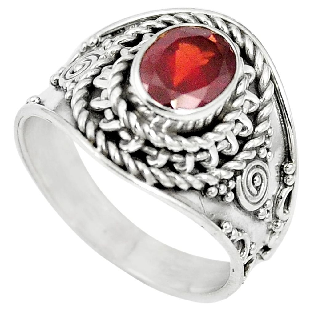 Natural red garnet 925 sterling silver ring jewelry size 7.5 m61229