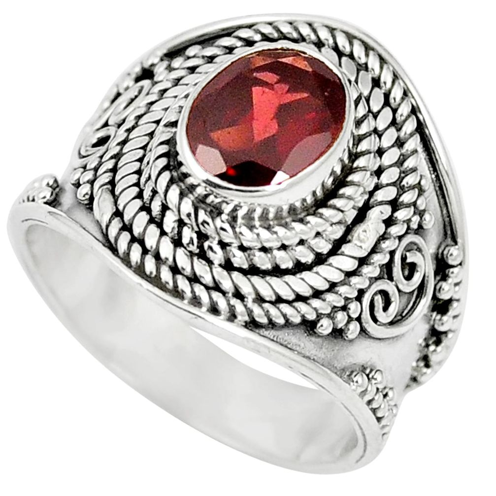 925 sterling silver natural red garnet oval shape ring jewelry size 6 m61231