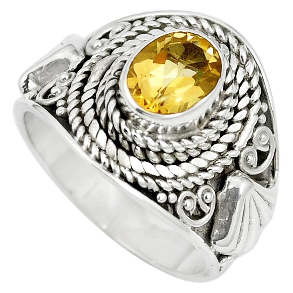 Natural yellow citrine 925 sterling silver ring jewelry size 7 m61237