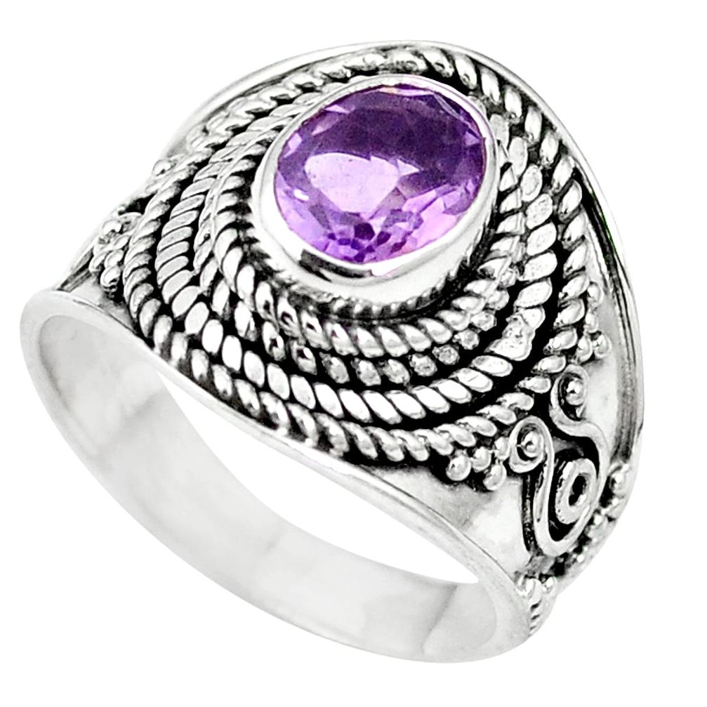 Natural purple amethyst 925 sterling silver ring jewelry size 6 m61247