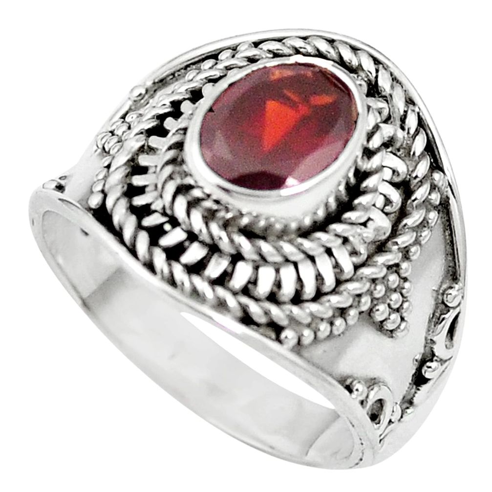 925 sterling silver natural red garnet oval ring jewelry size 6 m61250