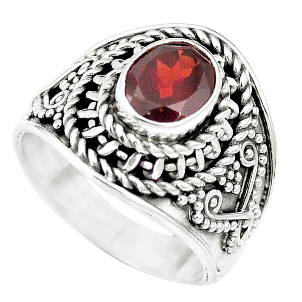 Natural red garnet 925 sterling silver ring jewelry size 6 m61253