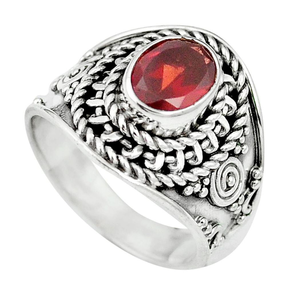Natural red garnet 925 sterling silver ring jewelry size 6 m61255