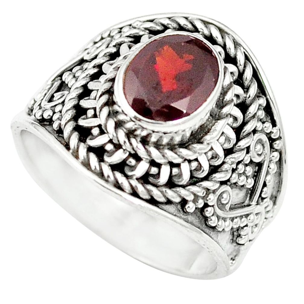 Natural red garnet 925 sterling silver ring jewelry size 6 m61259