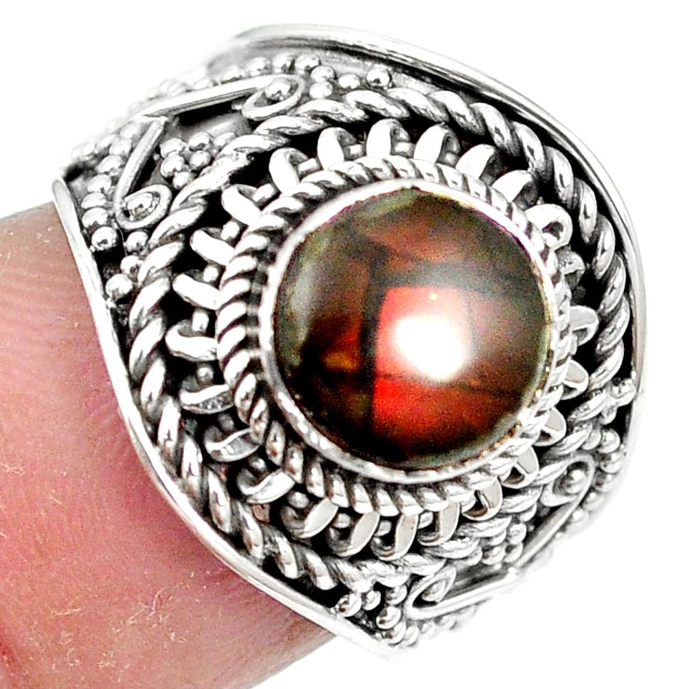 925 sterling silver natural multi color ammolite (canadian) ring size 6 m61264