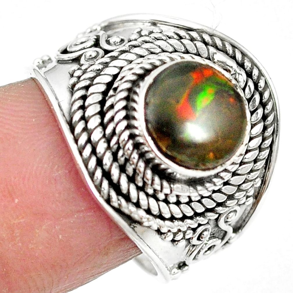 Natural multi color ammolite (canadian) 925 sterling silver ring size 7 m61266