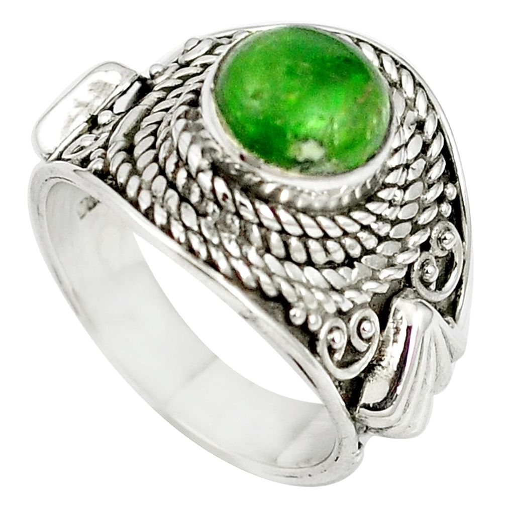 Natural green chrome diopside 925 sterling silver ring size 6 m61303