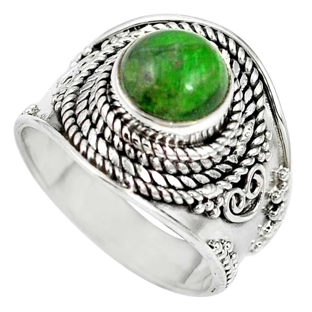 Natural green chrome diopside 925 sterling silver ring size 7 m61315