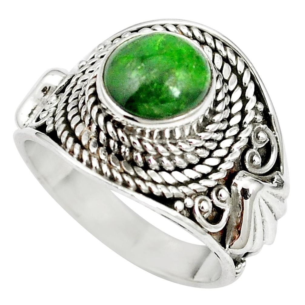 Natural green chrome diopside 925 sterling silver ring size 7 m61316