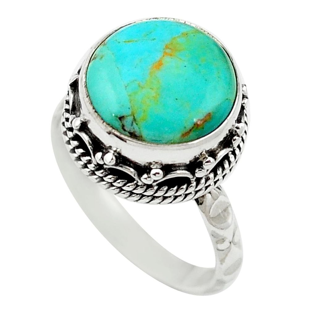 Green arizona mohave turquoise 925 sterling silver ring size 8 m61466