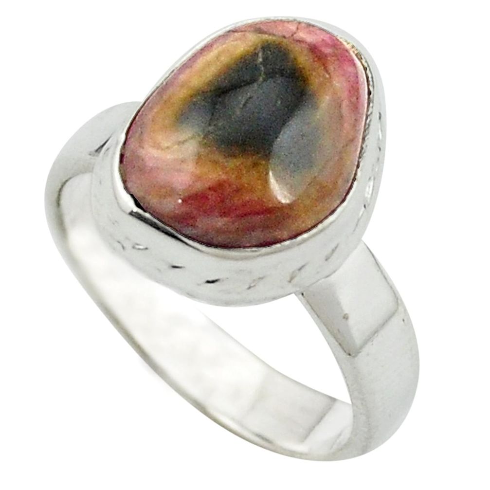 Natural pink bio tourmaline 925 sterling silver ring jewelry size 7 m61545