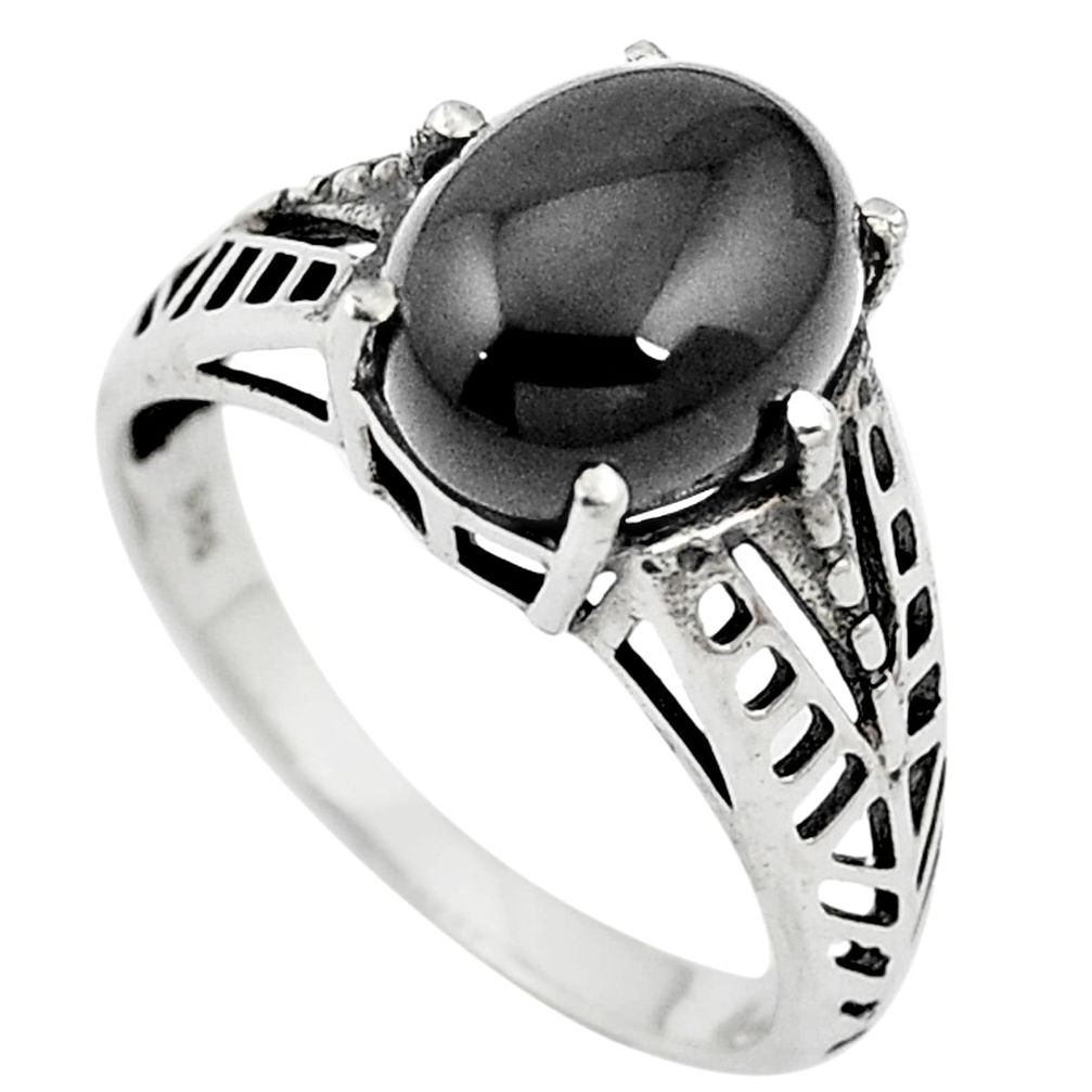 Natural black onyx 925 sterling silver ring jewelry size 8.5 m61589