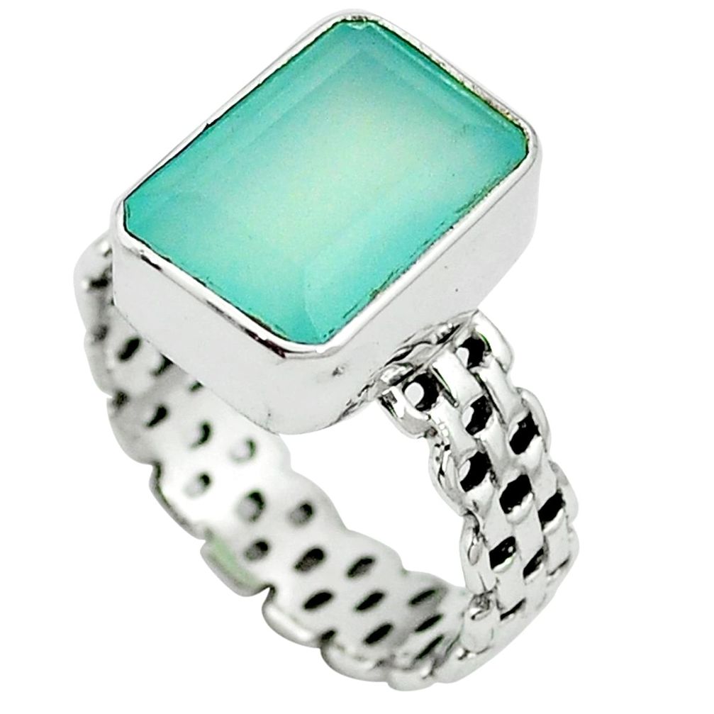 Natural aqua chalcedony 925 sterling silver ring jewelry size 10 m62007