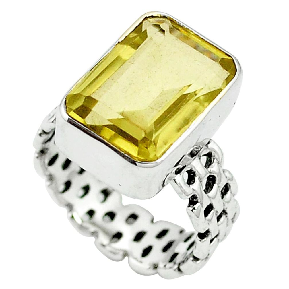 Natural lemon topaz octagan 925 sterling silver ring jewelry size 6 m62013
