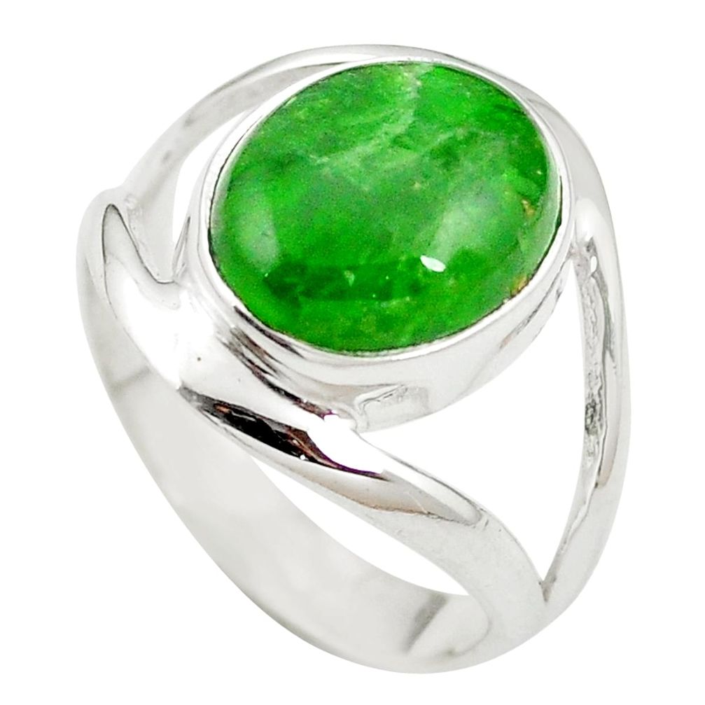 5.28cts natural green chrome diopside 925 sterling silver ring size 7.5 m63049