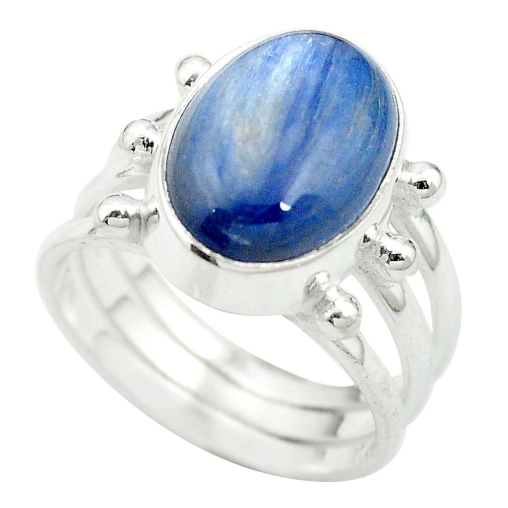 6.63cts natural blue kyanite 925 sterling silver ring jewelry size 7 m63050