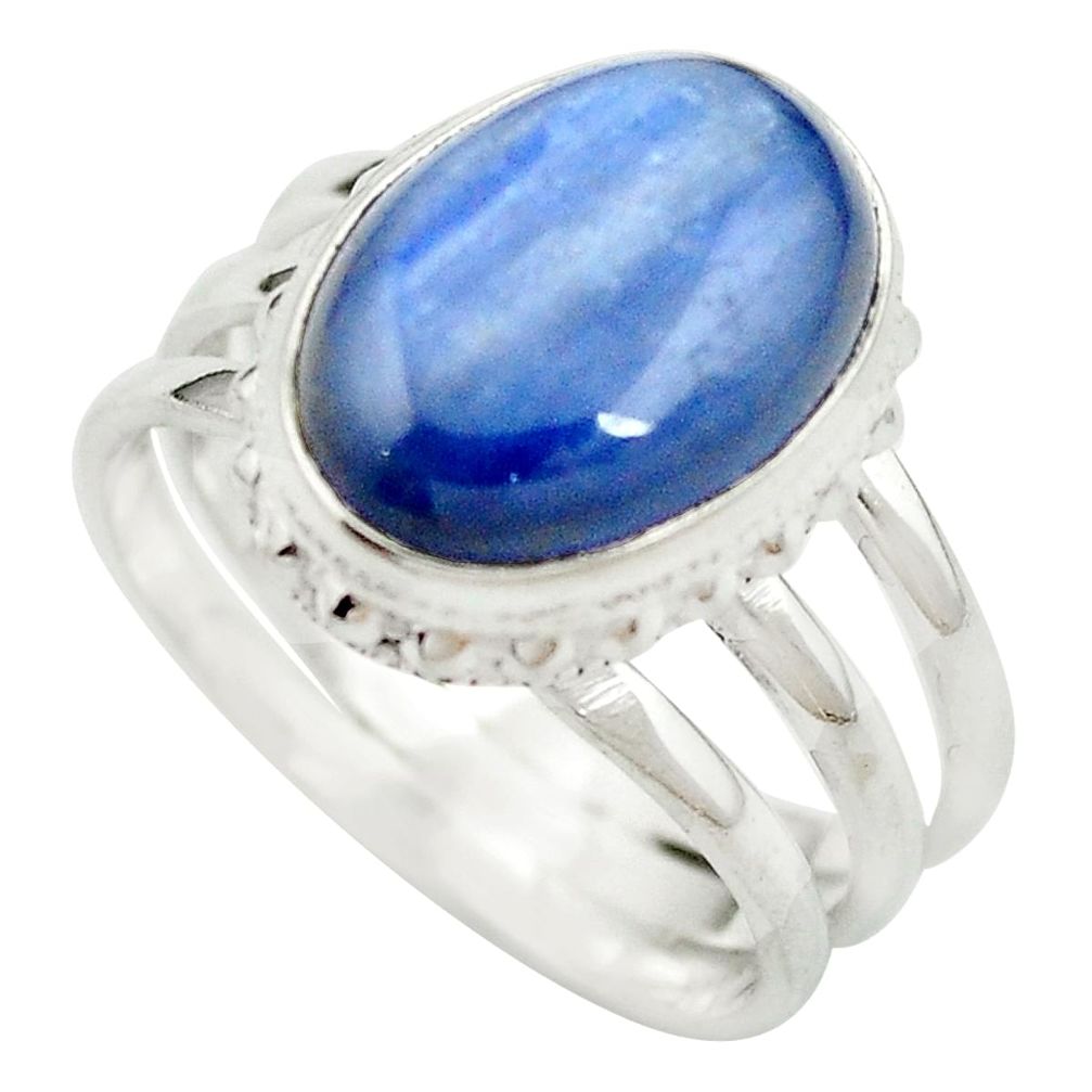 6.89cts natural blue kyanite 925 sterling silver ring jewelry size 7.5 m63051