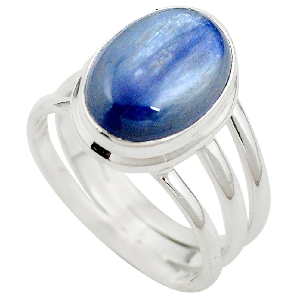 6.63cts natural blue kyanite 925 sterling silver ring jewelry size 8 m63053