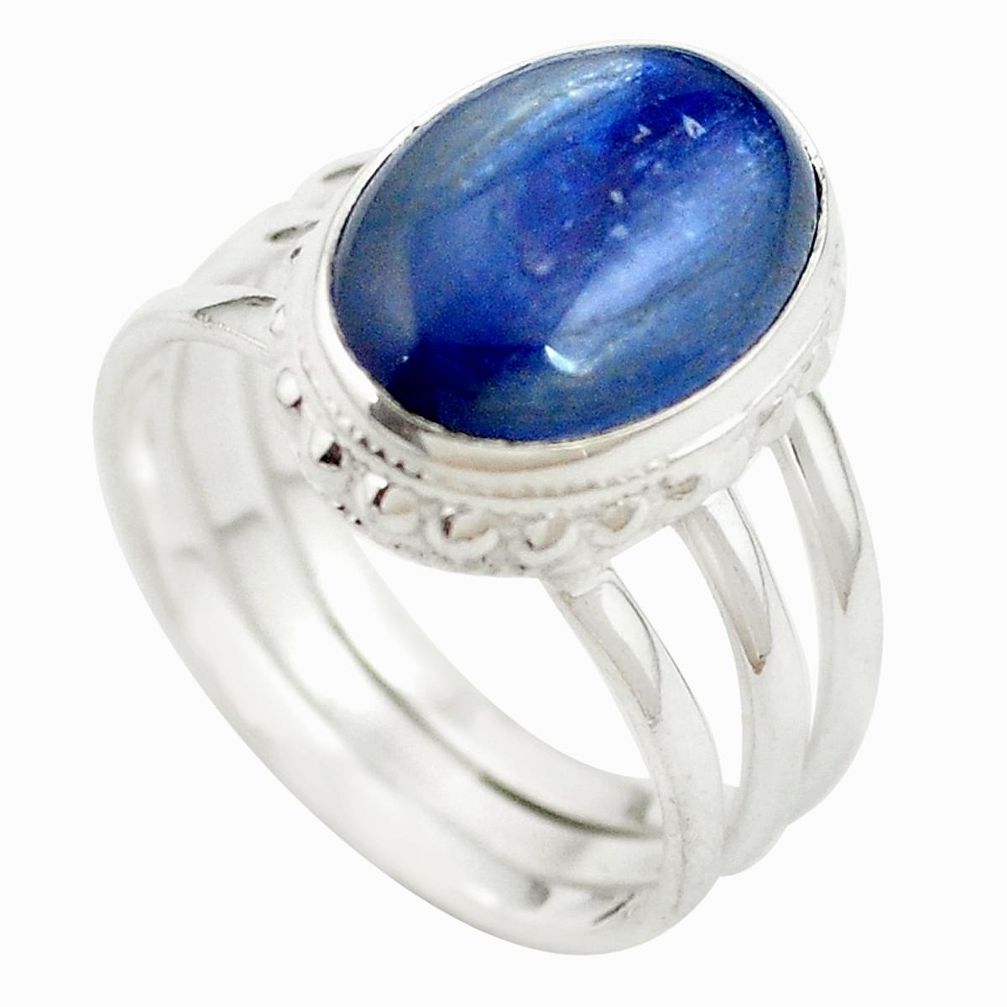 6.57cts natural blue kyanite 925 sterling silver ring jewelry size 8 m63056