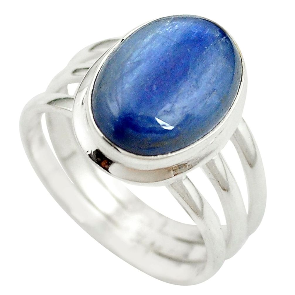 6.60cts natural blue kyanite 925 sterling silver ring jewelry size 8 m63057