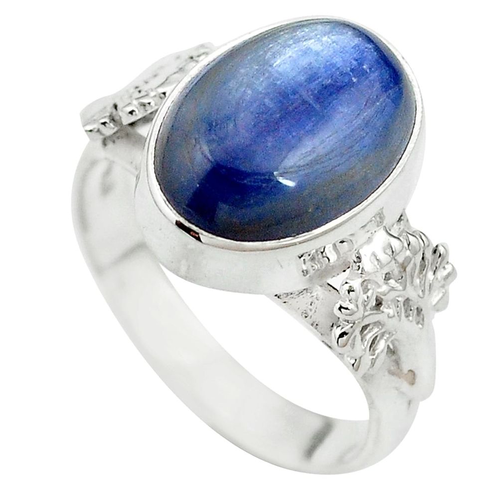 6.83cts natural blue kyanite 925 sterling silver ring jewelry size 8 m63058