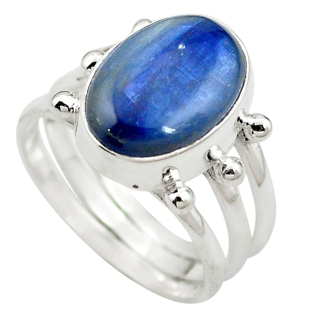 6.48cts natural blue kyanite 925 sterling silver ring jewelry size 8 m63059