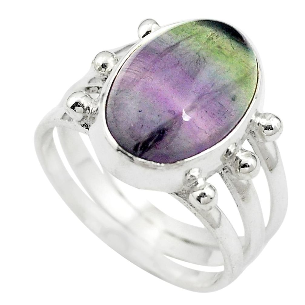 Natural multi color fluorite 925 sterling silver ring jewelry size 7 m63111