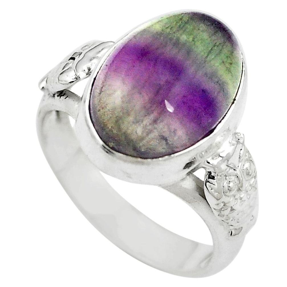 Natural multi color fluorite 925 sterling silver ring jewelry size 6.5 m63112