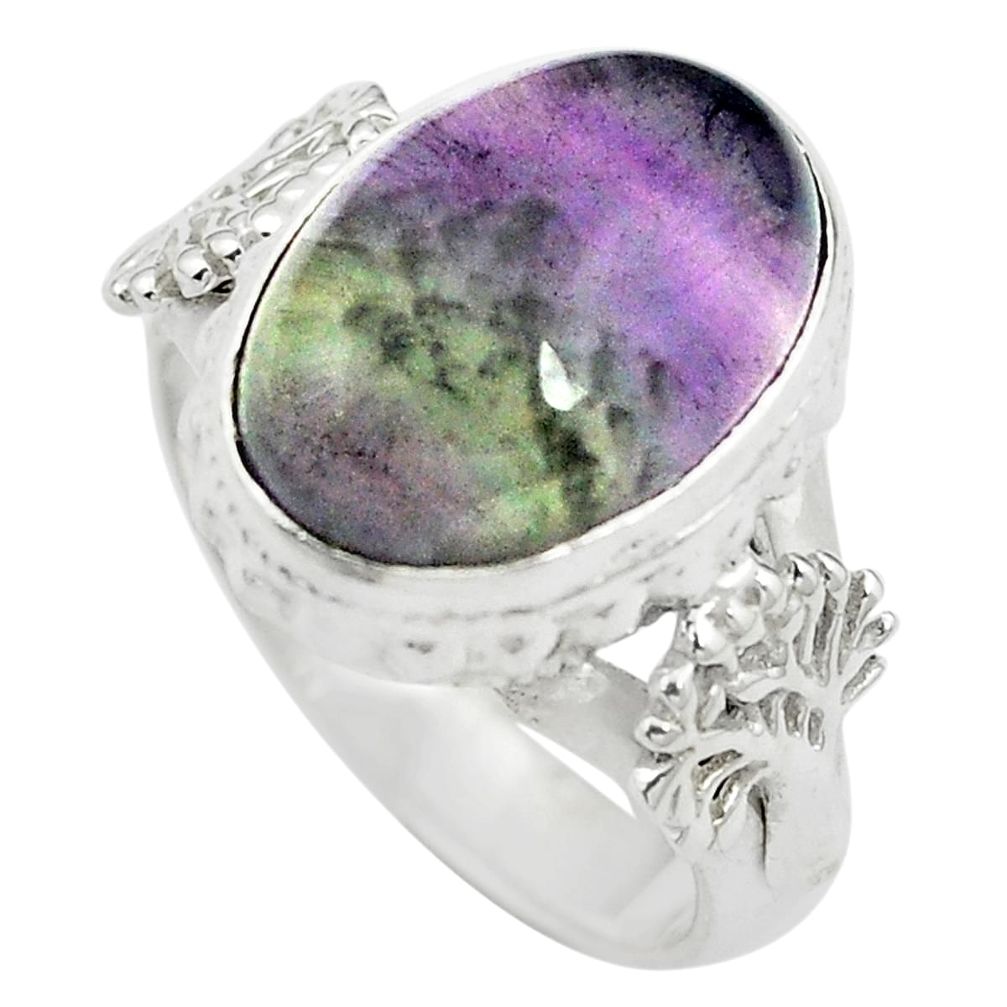 925 sterling silver natural multi color fluorite ring jewelry size 6 m63114