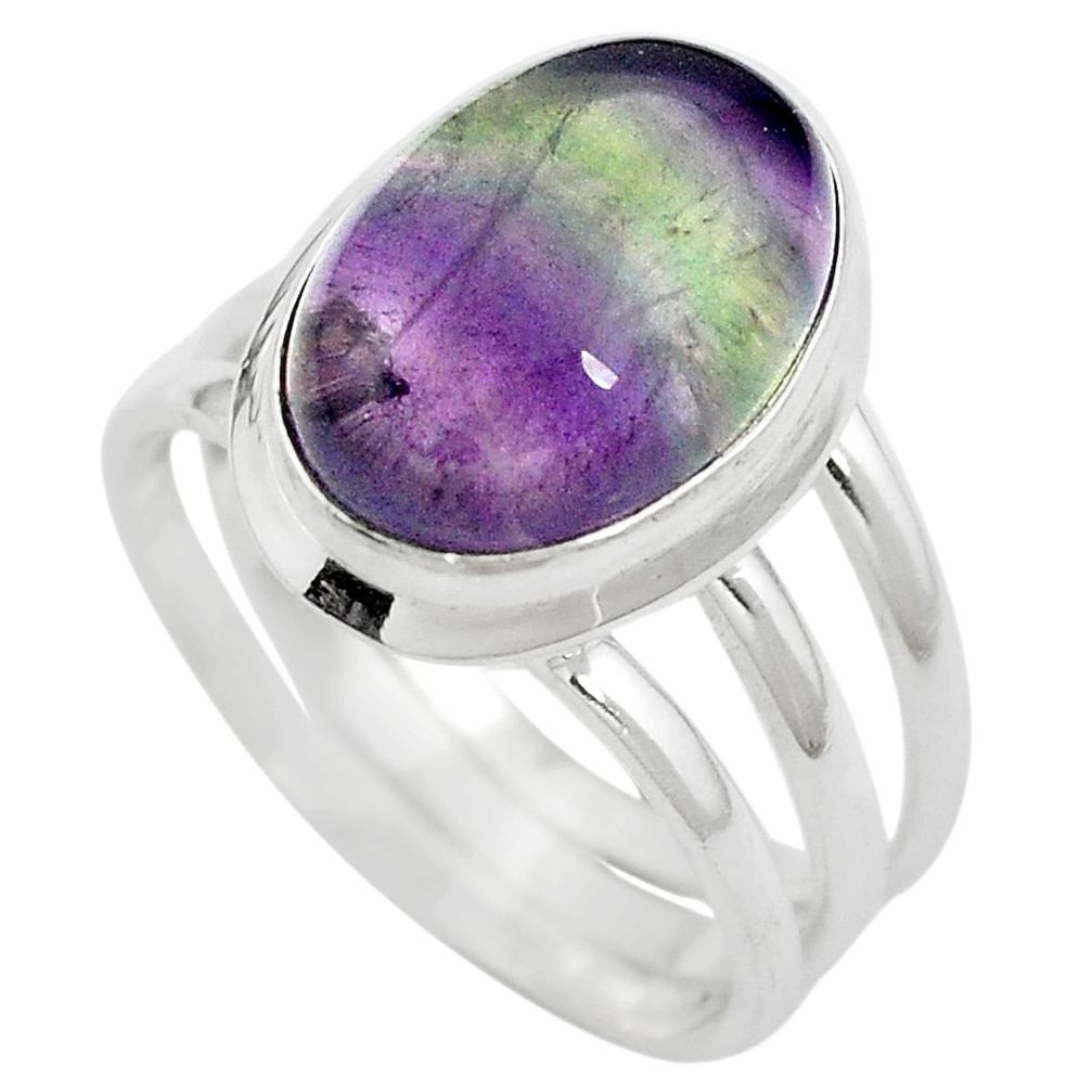 925 sterling silver natural multi color fluorite ring size 8 m63118