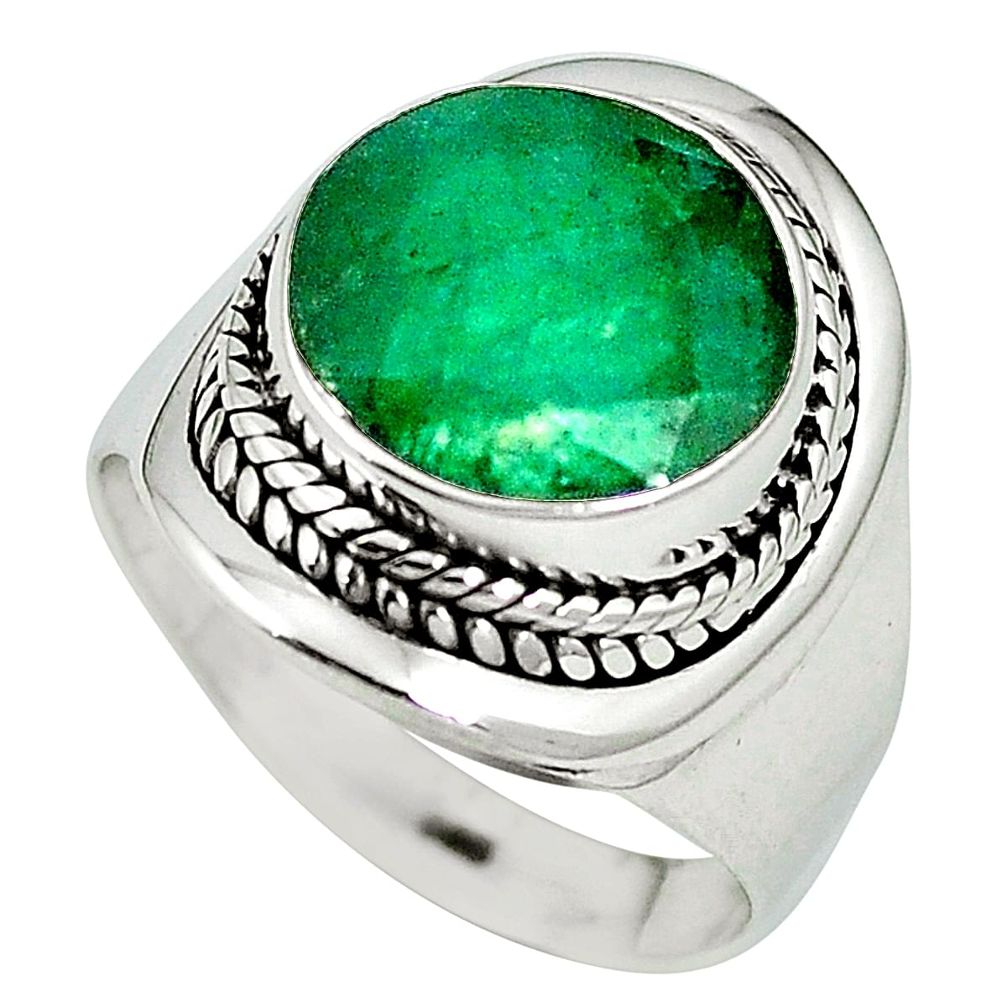 Natural green emerald 925 sterling silver ring jewelry size 7 m63143