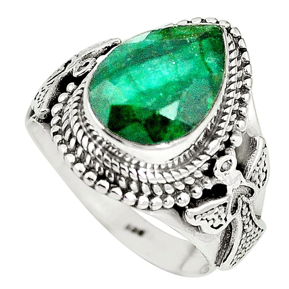 Natural green emerald 925 sterling silver ring jewelry size 8.5 m63147