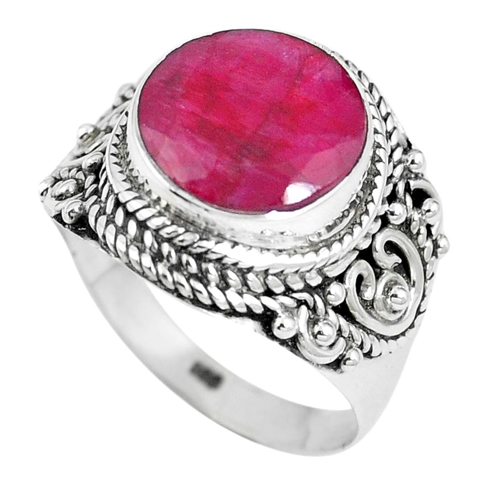 Natural red ruby 925 sterling silver ring jewelry size 8 m63167