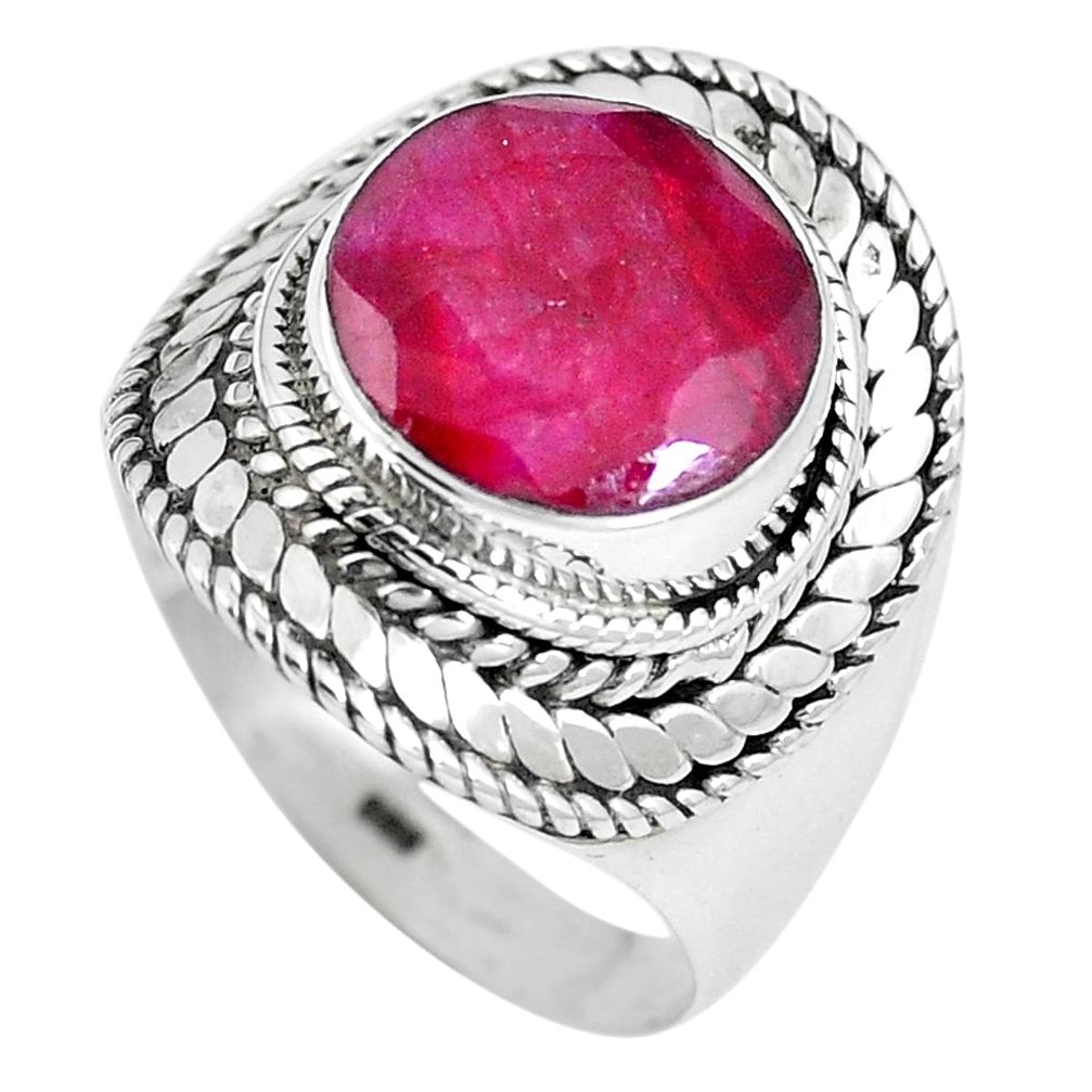 Natural red ruby 925 sterling silver ring jewelry size 9 m63172