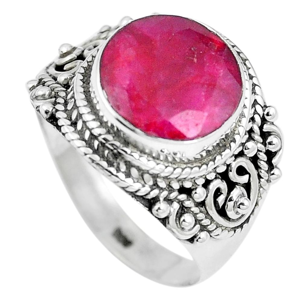 Natural red ruby 925 sterling silver ring jewelry size 9 m63176