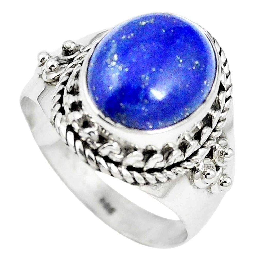 925 sterling silver natural blue lapis lazuli oval ring jewelry size 7 m63200