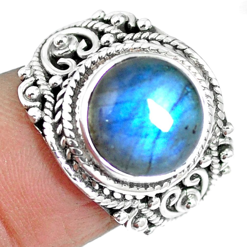 Natural blue labradorite 925 sterling silver ring jewelry size 8 m63225