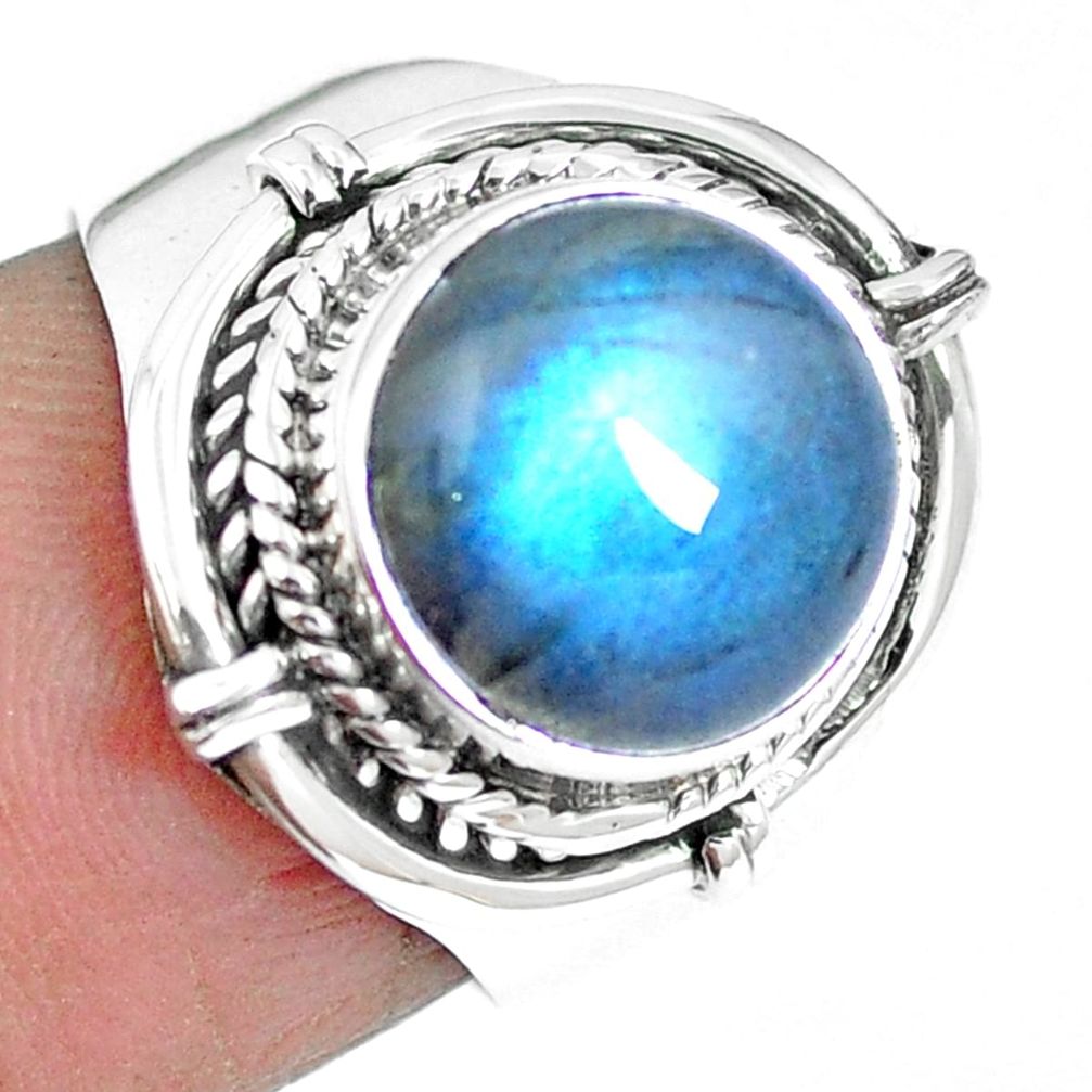 Natural blue labradorite 925 sterling silver ring jewelry size 7 m63239