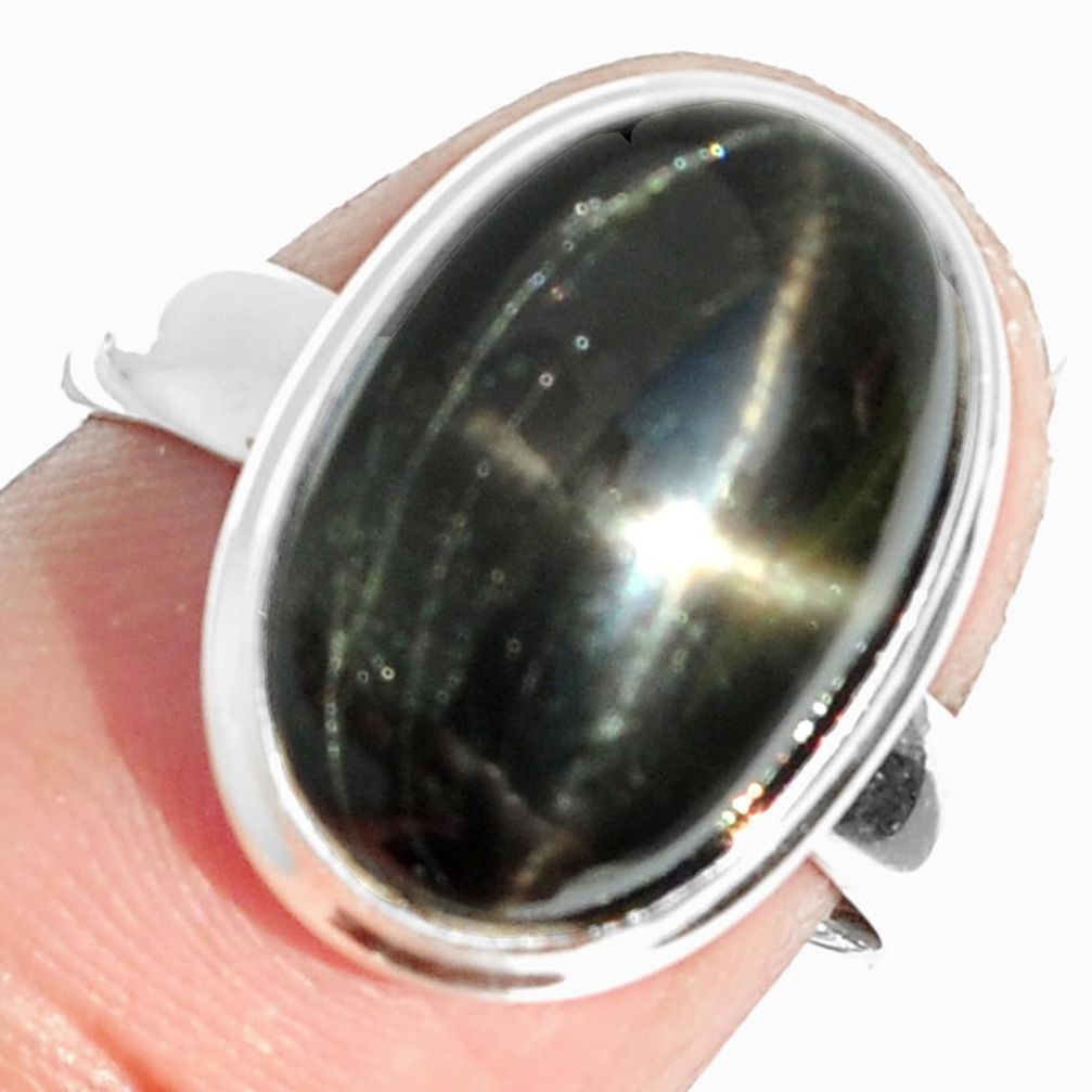 1.50cts natural black star 925 sterling silver ring jewelry size 6.5 m63263