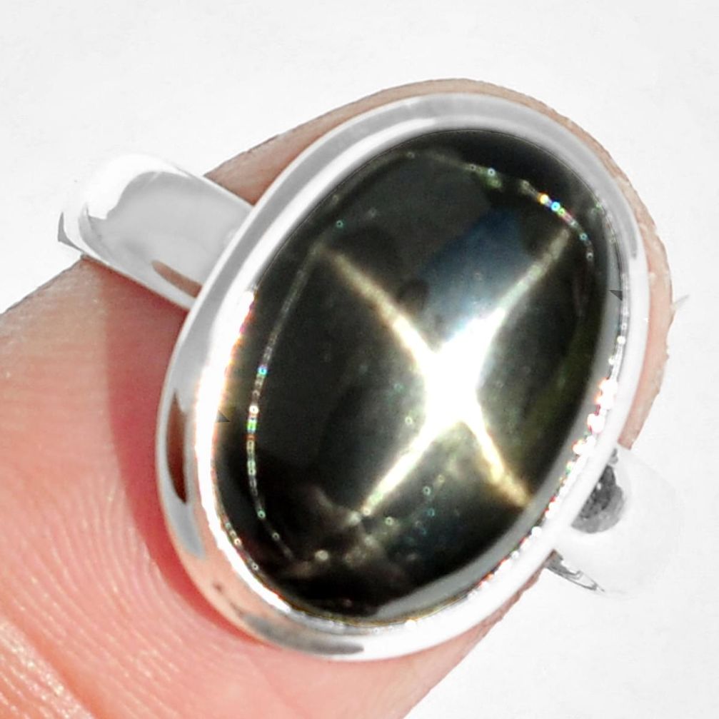 6.75cts natural black star 925 sterling silver ring jewelry size 8 m63270