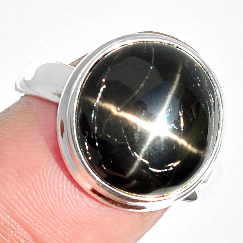 7.55cts natural black star 925 sterling silver ring jewelry size 8 m63274