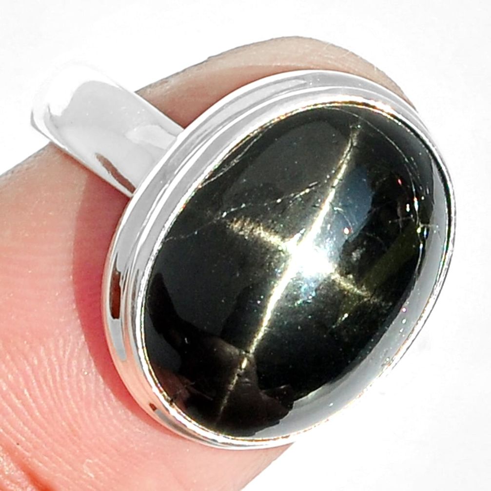 8.43cts natural black star 925 sterling silver ring jewelry size 7 m63276