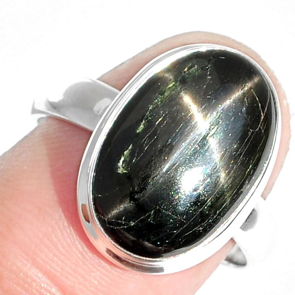7.55cts natural black star 925 sterling silver ring jewelry size 8 m63278